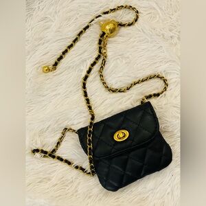 Black Quilted Belt Bag